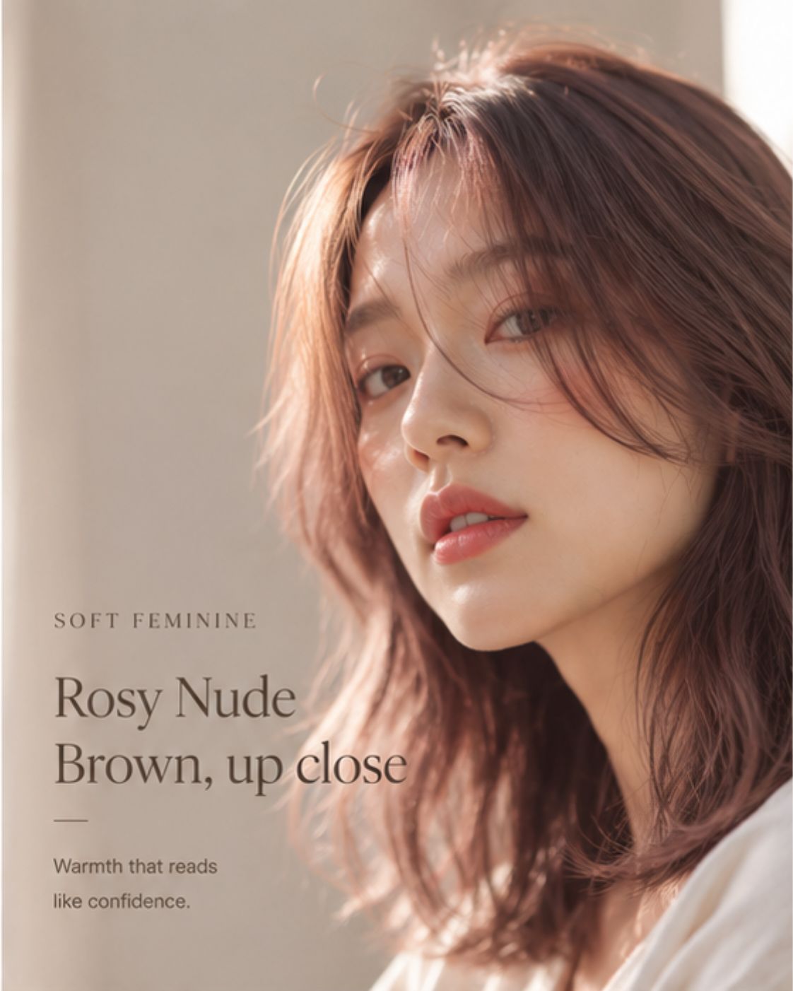Rosy nude brown Korean hair color