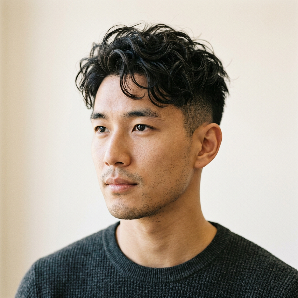 Messy Masculine Undercut with Textured Top