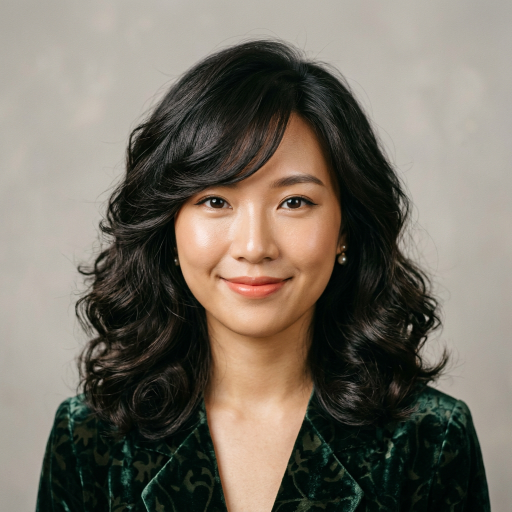 Voluminous C-Curl with Soft Side Bangs