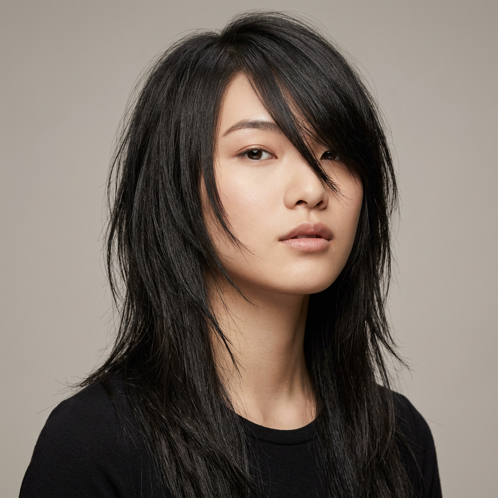 Long Uneven Razor Cut Layers