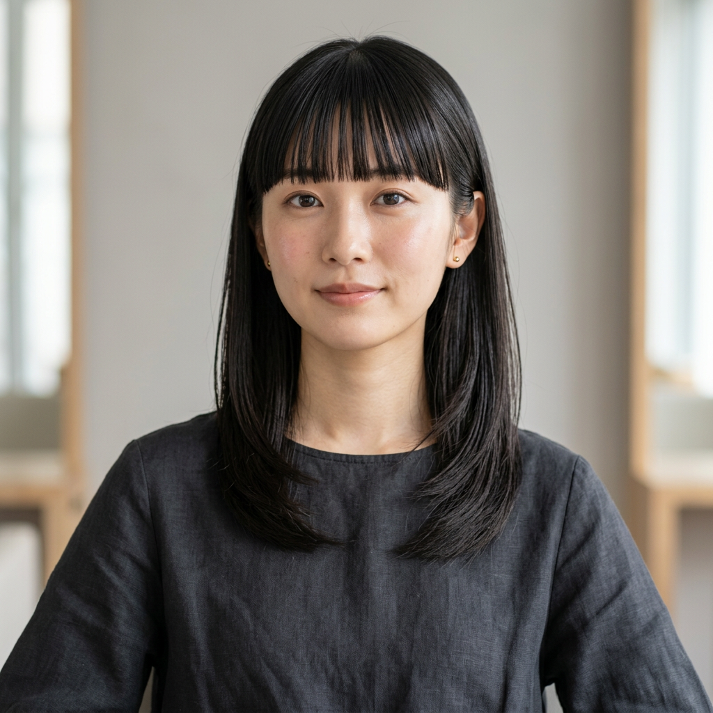 Minimalist Medium Layer with Blunt Bangs
