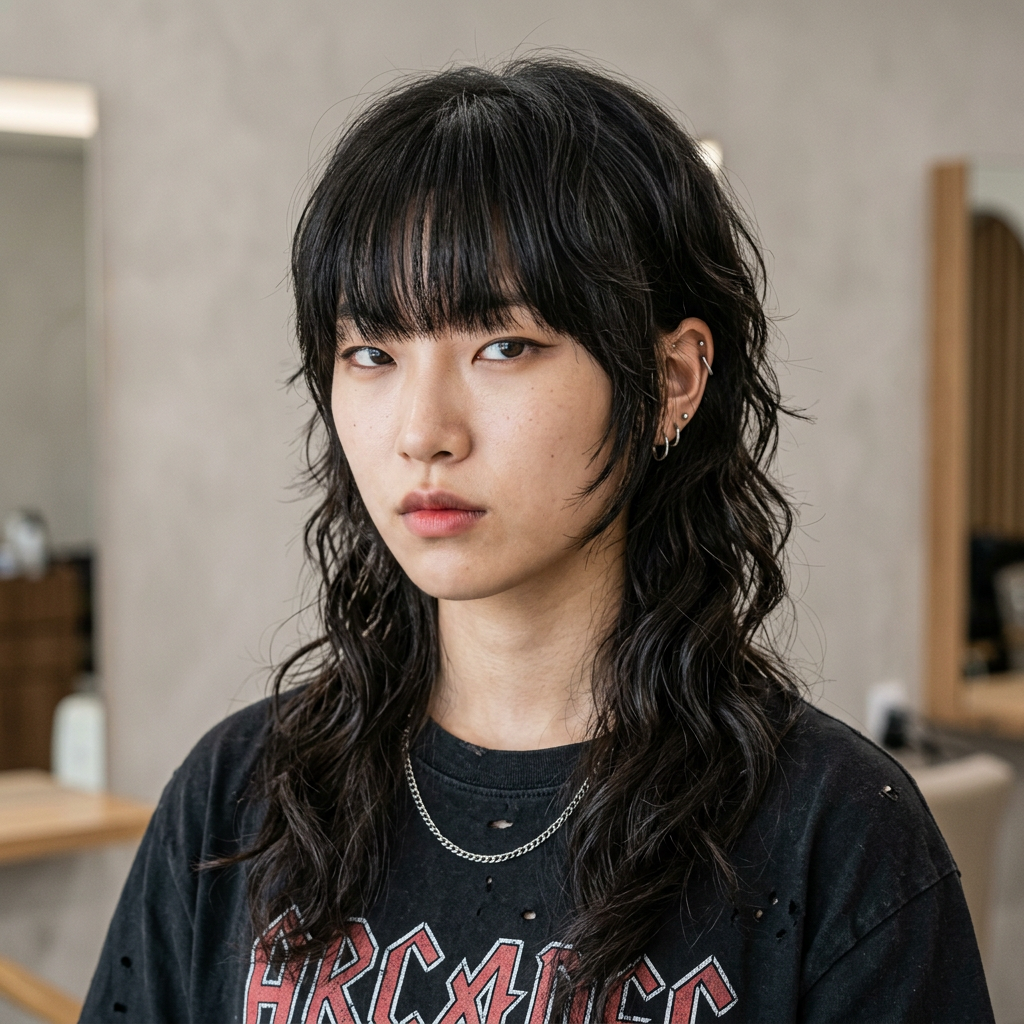 Textured Long Mullet with Heavy Fringe