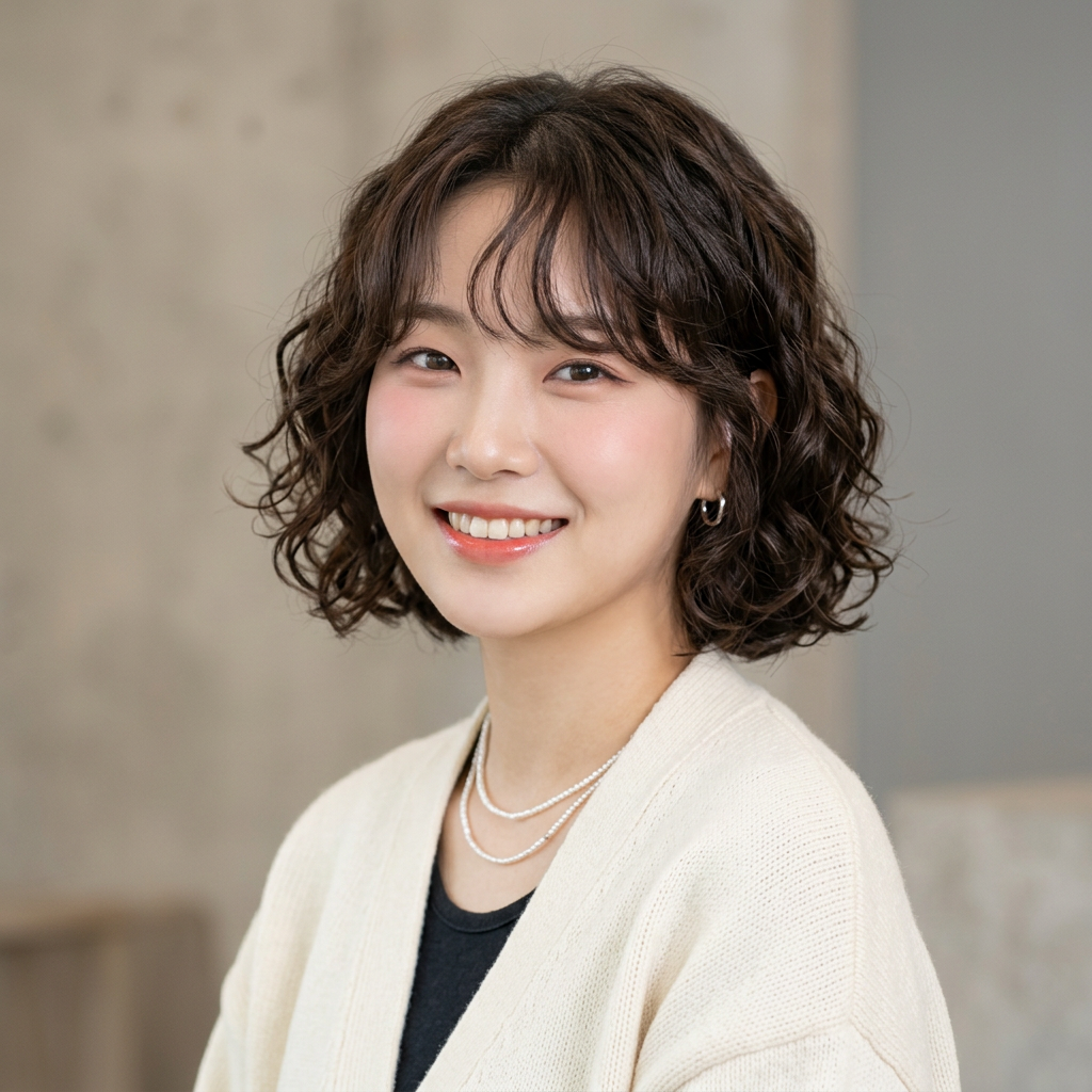 K-pop Feminine Curly Short Bob