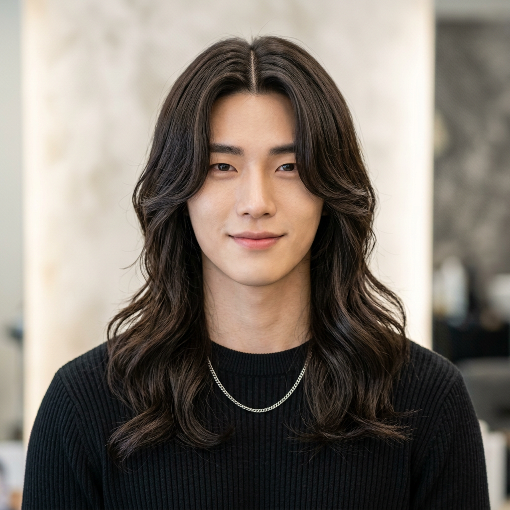 Masculine Long Flow with Centre Part