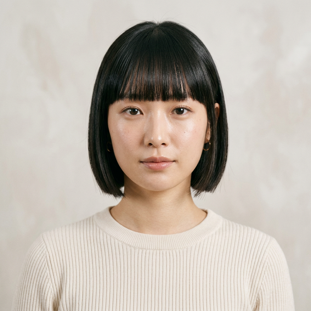 Clean French Bob with Blunt Bangs