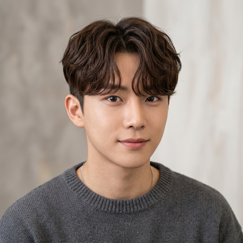 K-pop Masculine Wavy Two Block