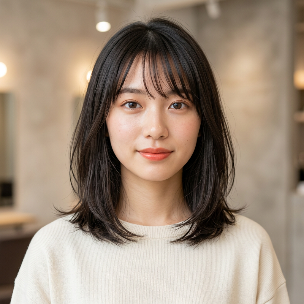 Soft Medium Bob with Air Bangs