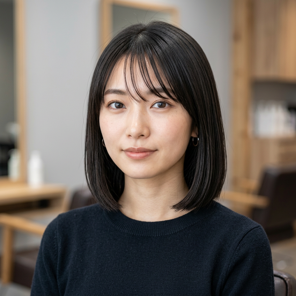 Minimalist Blunt Bob with Air Bangs