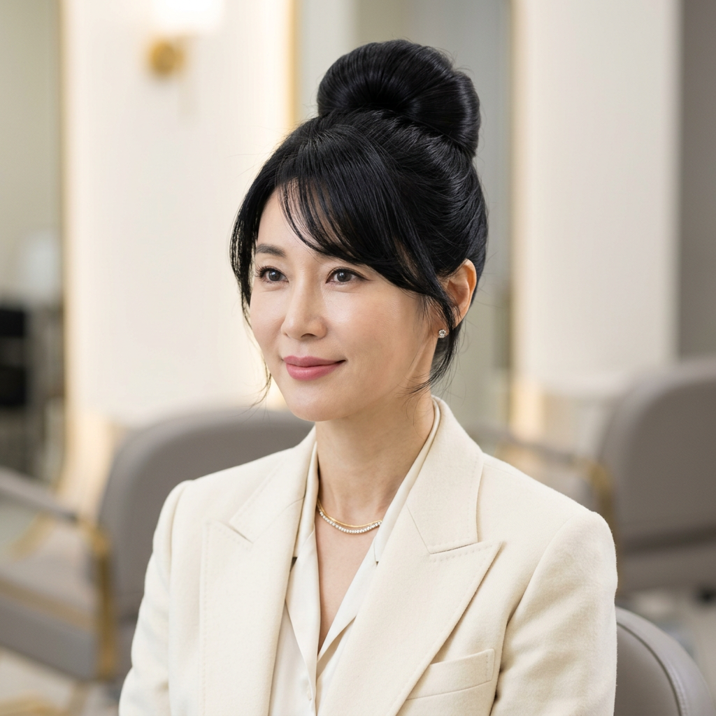 Luxurious High Bun with Subtle Tendrils