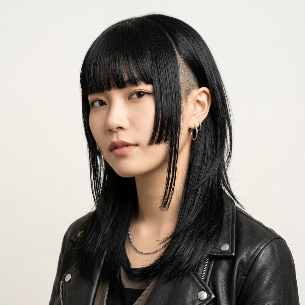 Extreme Hime Cut with Shaved Sides