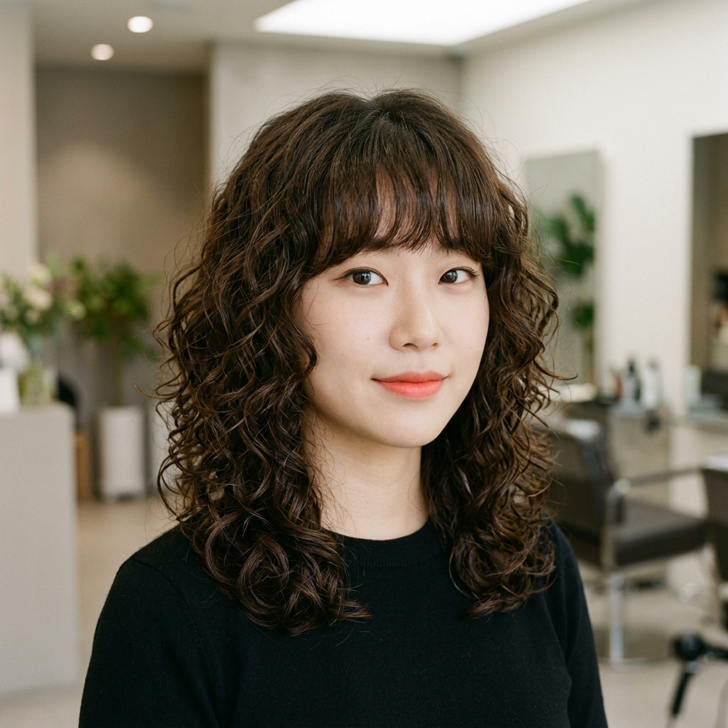 Curly Shag with Full Bangs