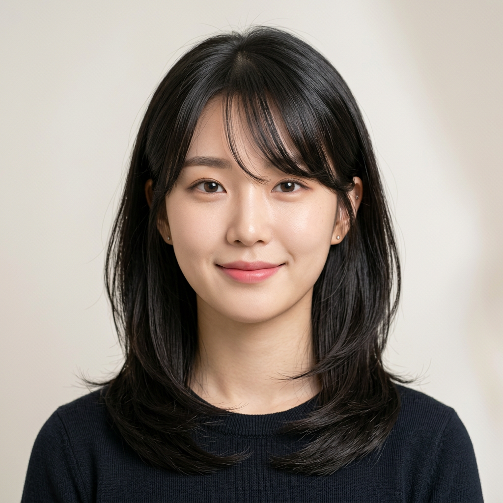 Soft Medium Layer with Side Swept Bangs