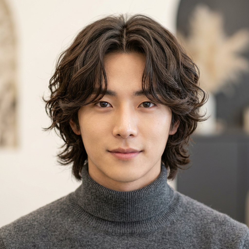 Masculine Wavy Mid-Part Flow