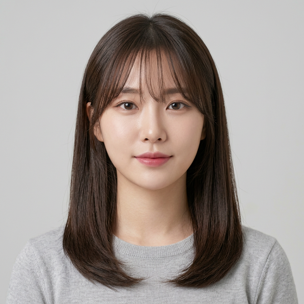 Soft Feminine Long Straight with Curtain Bangs