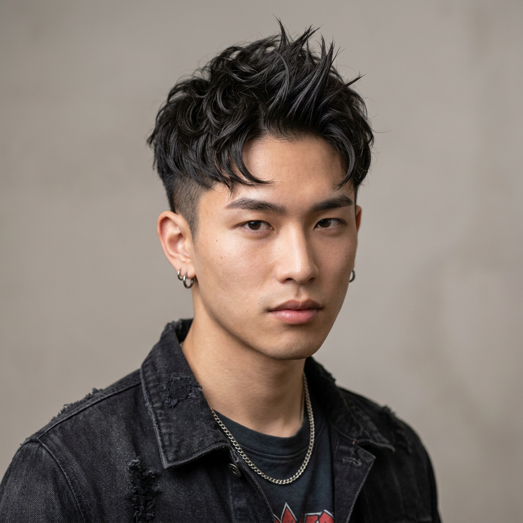Textured Wavy Undercut with Front Spike