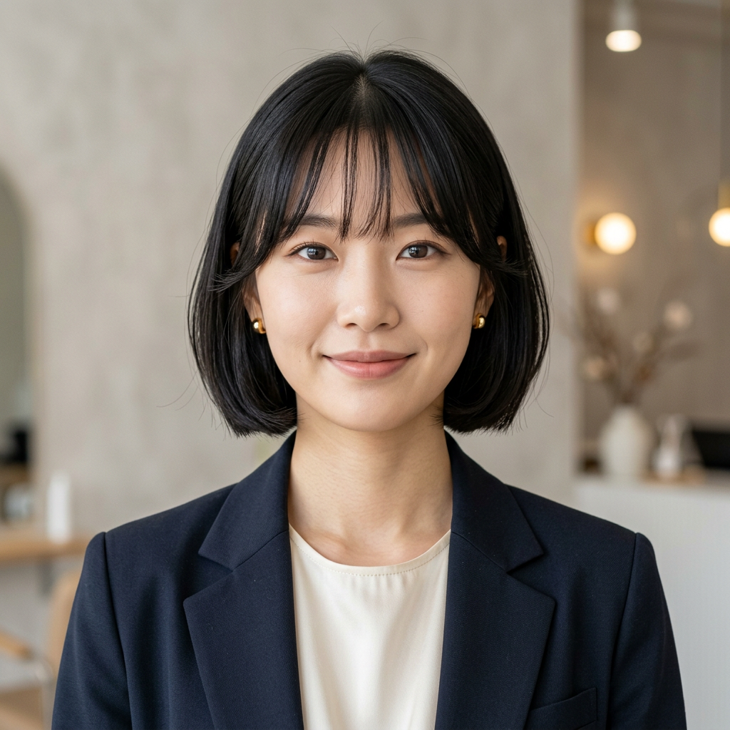 Clean French Bob with Curtain Bangs