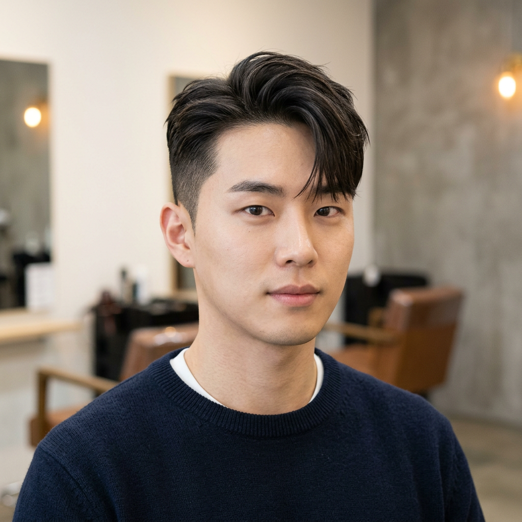 Male Sharp Undercut with Textured Top (Side Swept)